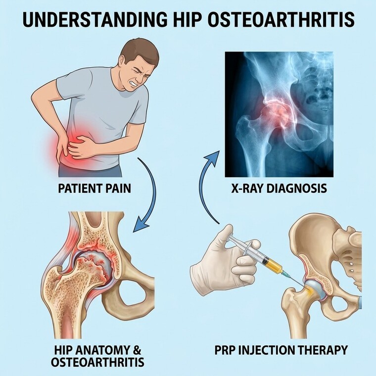 Hip osteoarthritis diagnosis and PRP injection treatment