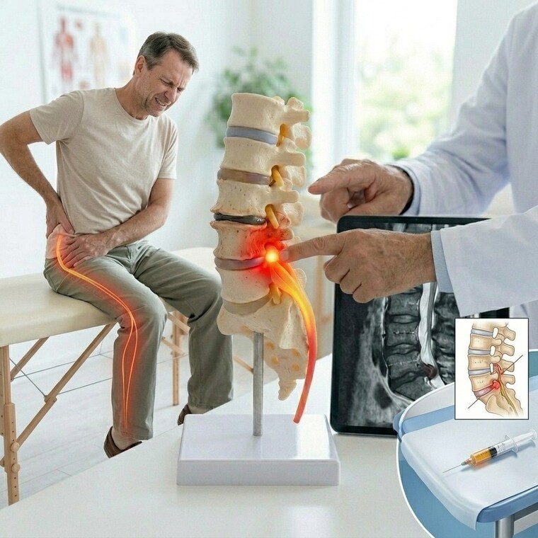 Regenerative treatment for sciatica pain caused by lumbar nerve compression