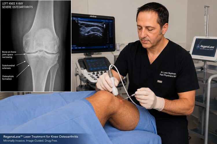Interstitial laser therapy for knee osteoarthritis
